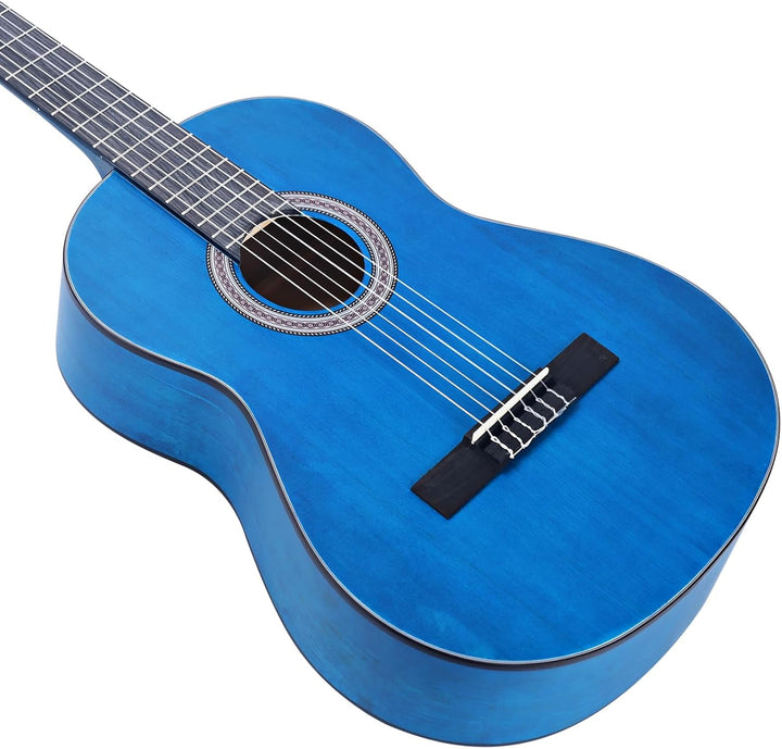 Winzz Konzertgitarre 4/4 Erwachsene, Klassische Gitarre für Anfänger 39 Zoll, Blau, Blau