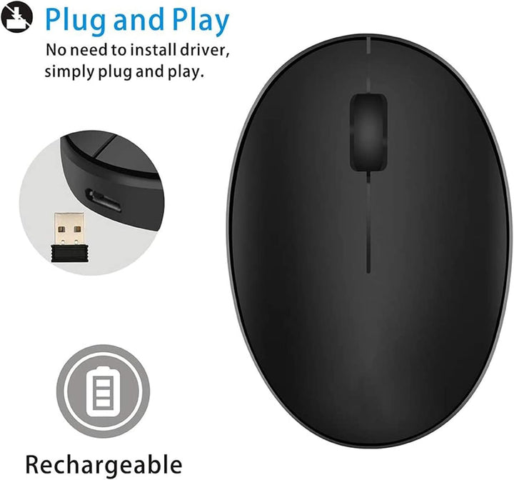 Uiosmuph Mini Kleine Maus Kabellos Wiederaufladbar Computer Maus, 2.4GHz Optische Travel Silent Maus