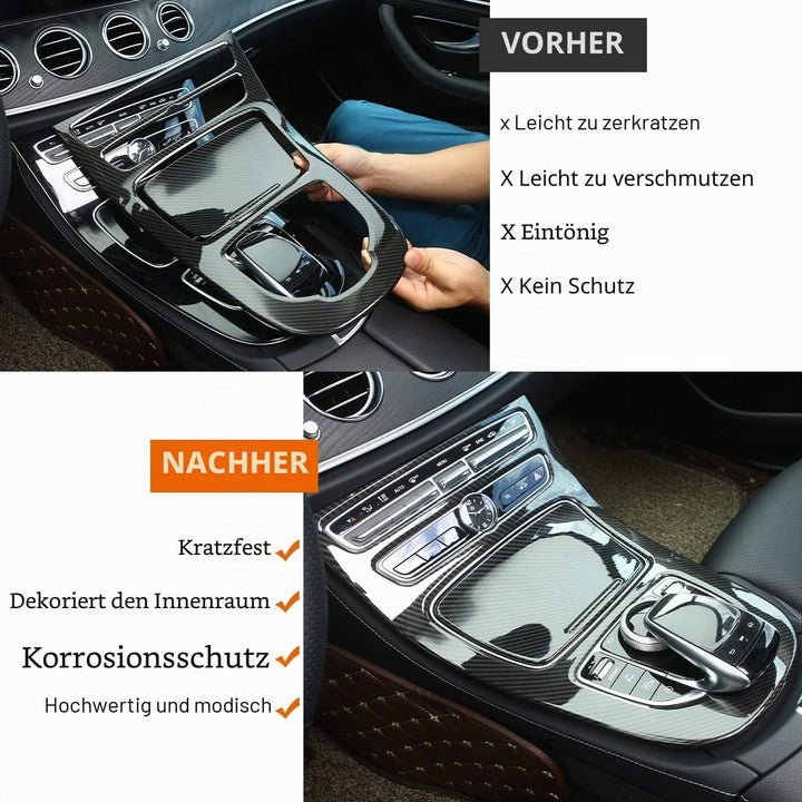 Für E-klasse W213 2016 2017 2018 ABS Kunststoff Mittelkonsole Dekoration Rahmen Abdeckung Trim Kohle