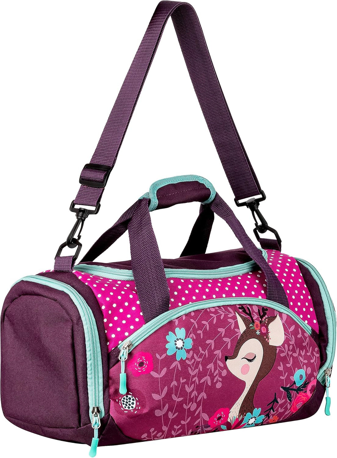Sporttasche mit süssem Hirsch Motiv für Jungen und Mädchen Pink/Lila/Türkis, Pink/Lila/Türkis