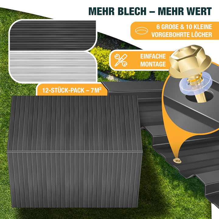 KESSER® 12x Profilblech Trapezblech 129cm x 45cm = 7 m² - Dachblech für Gerätehaus, Dachplatten Verz