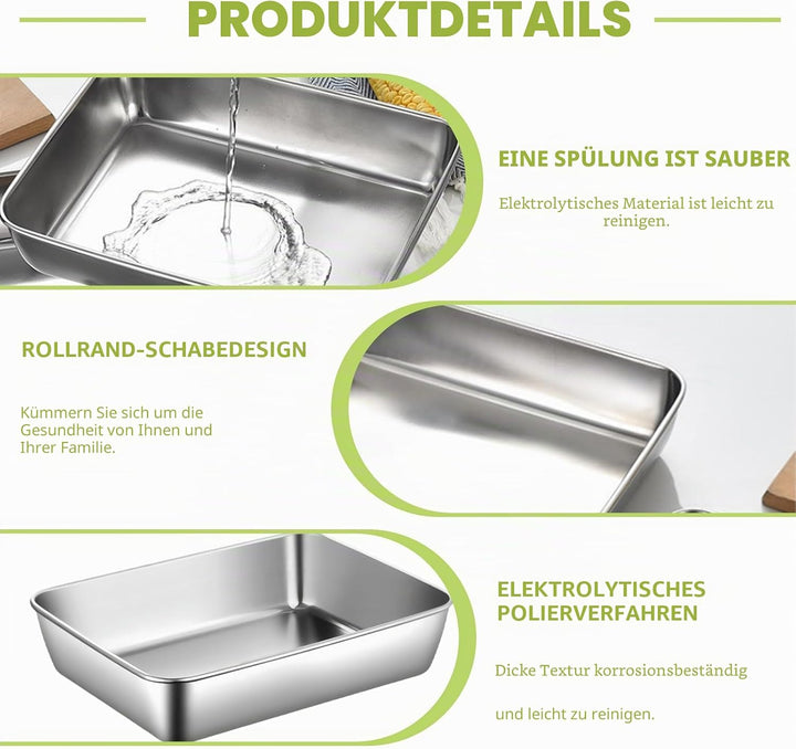 Panierschalen Set 6 Teilig, 25.5 x 20 x 5.5 cm Edelstahl Schale Rechteckig, Edelstahl Panier-Set, Pa