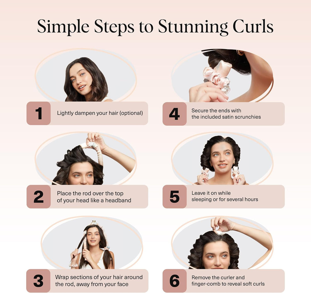 Kitsch Satin Heatless Curling Set - Heatless Lockenwickler Stirnband für Kurzes & Langes Haar Locken