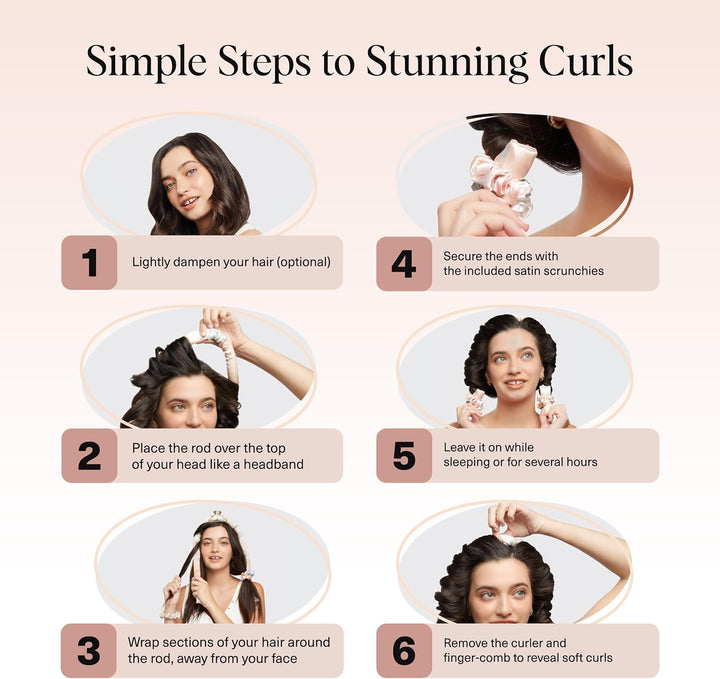 Kitsch Satin Heatless Curling Set - Heatless Lockenwickler Stirnband für Kurzes & Langes Haar Locken