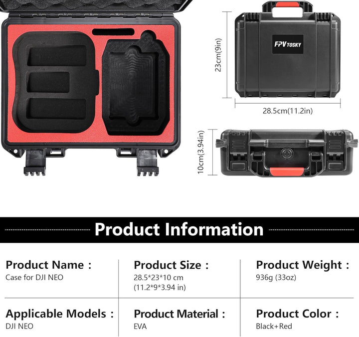 FPVtosky NEO Koffer wasserdichte Hartschalenkoffer für DJI NEO Zubehör, Reise Koffer für DJI NEO Fly