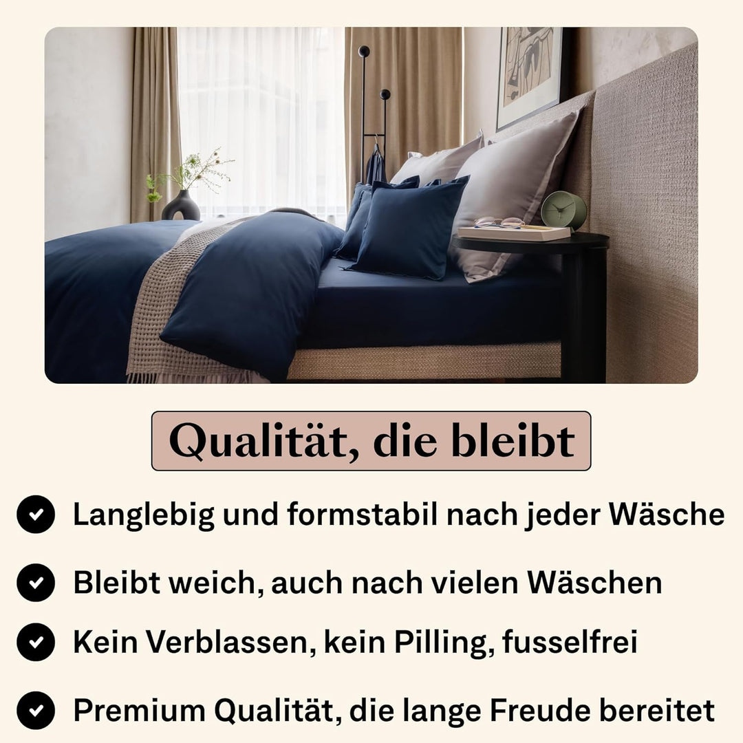 Amqua Mako Satin Kissenbezug (1x) aus ägyptischer Baumwolle 70x90 cm, dunkelblau/Navy (1x) 70x90cm D