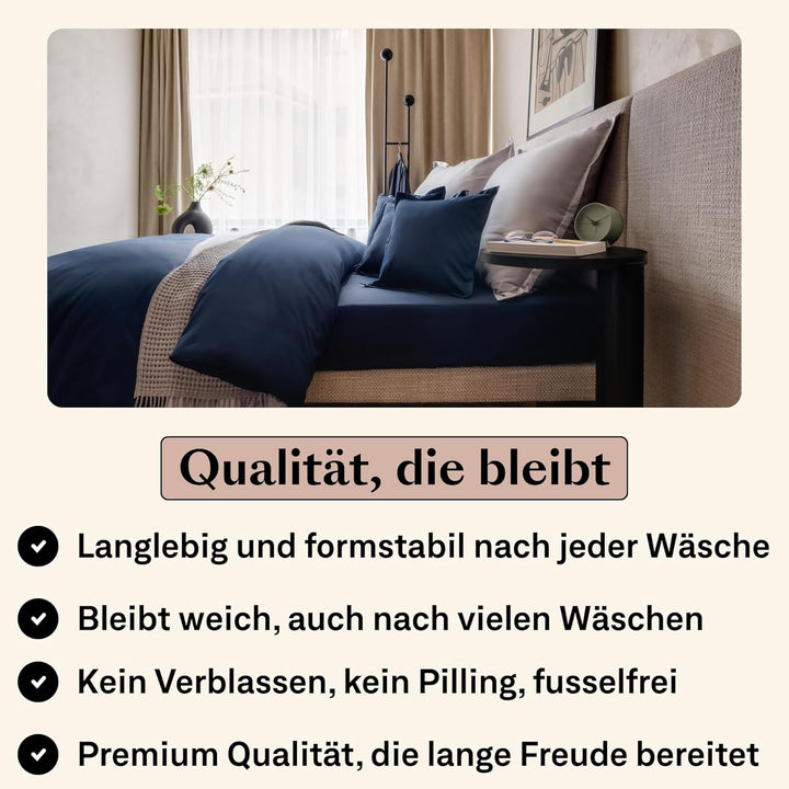 Amqua Mako Satin Kissenbezug (1x) aus ägyptischer Baumwolle 70x90 cm, dunkelblau/Navy (1x) 70x90cm D