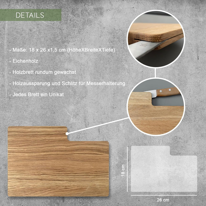 Personalisiertes Premium Frühstücksbrettchen mit Buckelsmesser, Wunsch-Name und Text graviert – Gesc