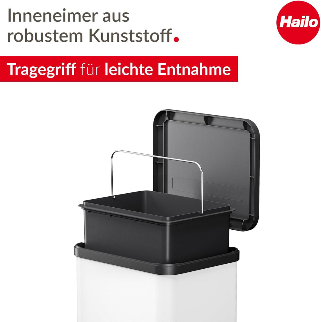 Hailo Öko uno Plus M, Mülleimer aus Stahlblech/Kunststoff, 17 Liter, grosser Öffnungswinkel, Deckeld