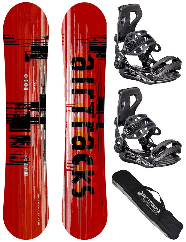 Airtracks Herren Snowboard Set - Linear Camber Snowboard Extra Wide - Snowboardbindung Star oder Mas