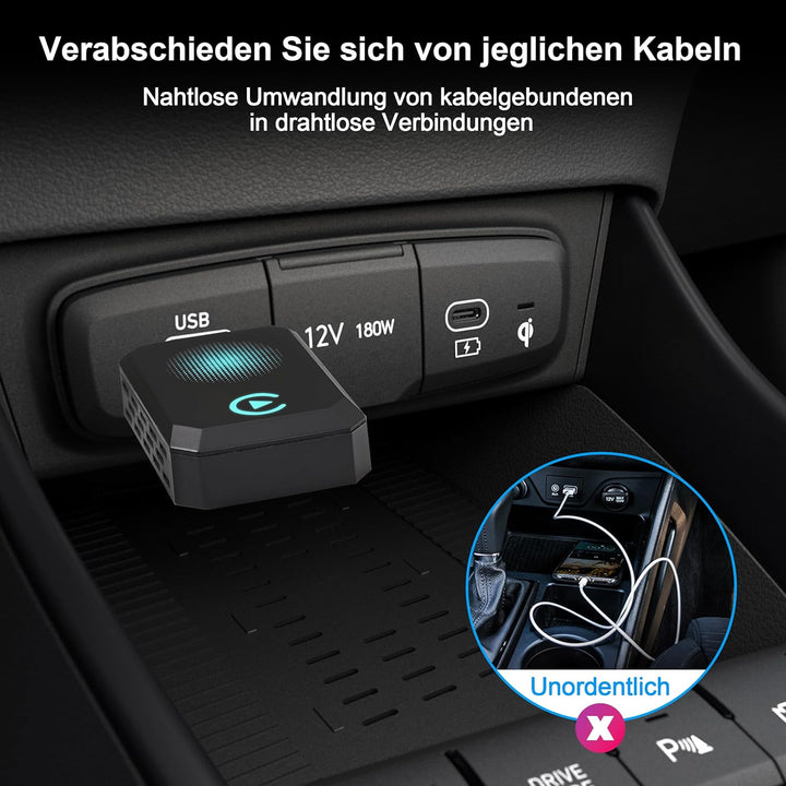 CarPlay Wireless Adapter, 2025 Upgrade Dongle Konvertiert Kabelgebunden zu Kabellos für iPhone, USB
