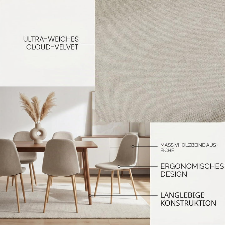 Homy Casa Esszimmerstühle, Stoff Küchenstuhl mit Metallbeinen, Schlafzimmer, Wohnzimmer, Eichenbeine