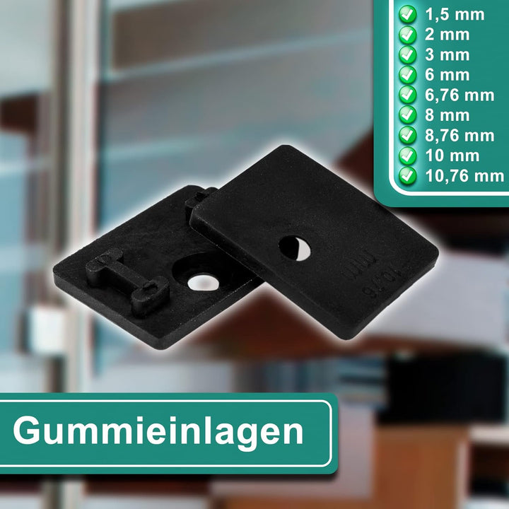 PRIOstahl Glashalter 4 Stück Glasklemmen Klemmhalter Glasplattenhalter Eckig 45 x 45 x 25-27 mm Ansc