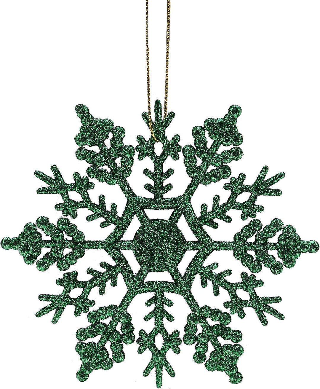 Christmas Concepts® Packung mit 12-10 cm Glitter Schneeflocke zum Aufhängen - Weihnachtsschmuck (Grü
