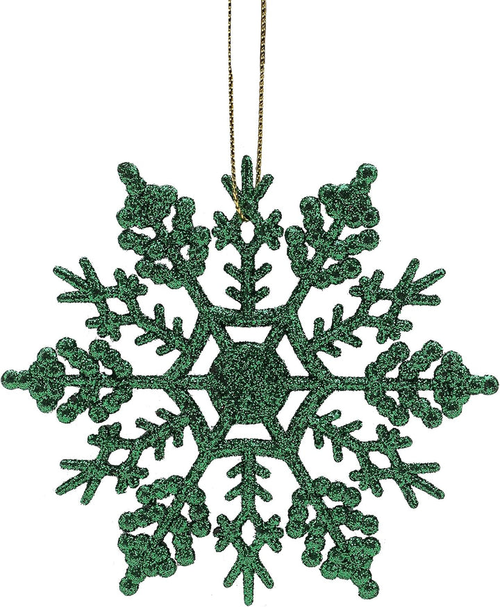 Christmas Concepts® Packung mit 12-10 cm Glitter Schneeflocke zum Aufhängen - Weihnachtsschmuck (Grü