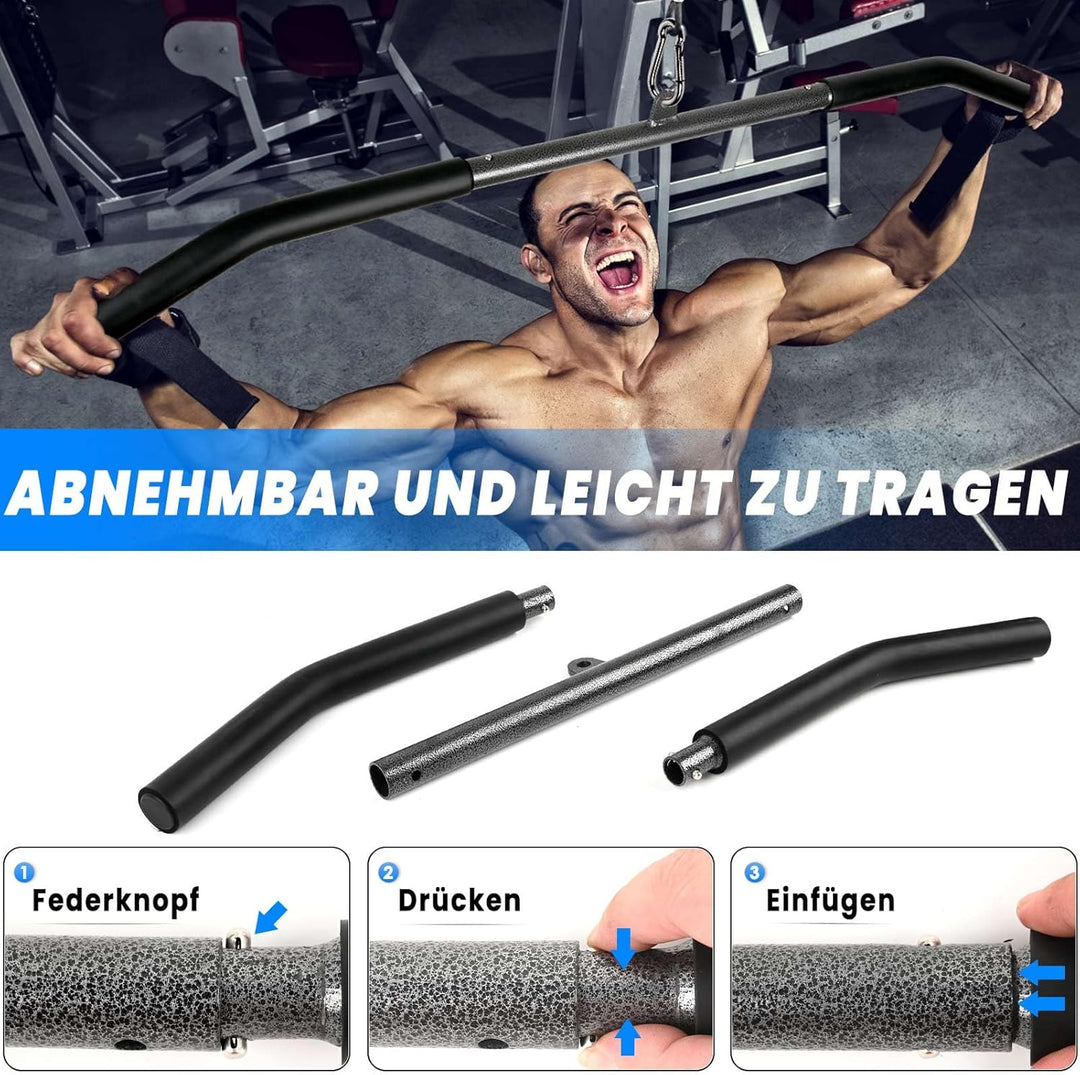 Lyndwin Latzugstange Bizeps Trizeps Stange, Schwarz Stahl Latzug Griff Muskelzugstange, Fitness Grif
