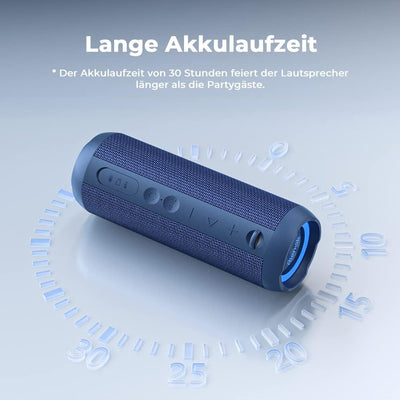 RIENOK Bluetooth Lautsprecher mit Licht Bluetooth 5.3 Musikbox Bass Kabellos Box mit IPX7 wasserdich