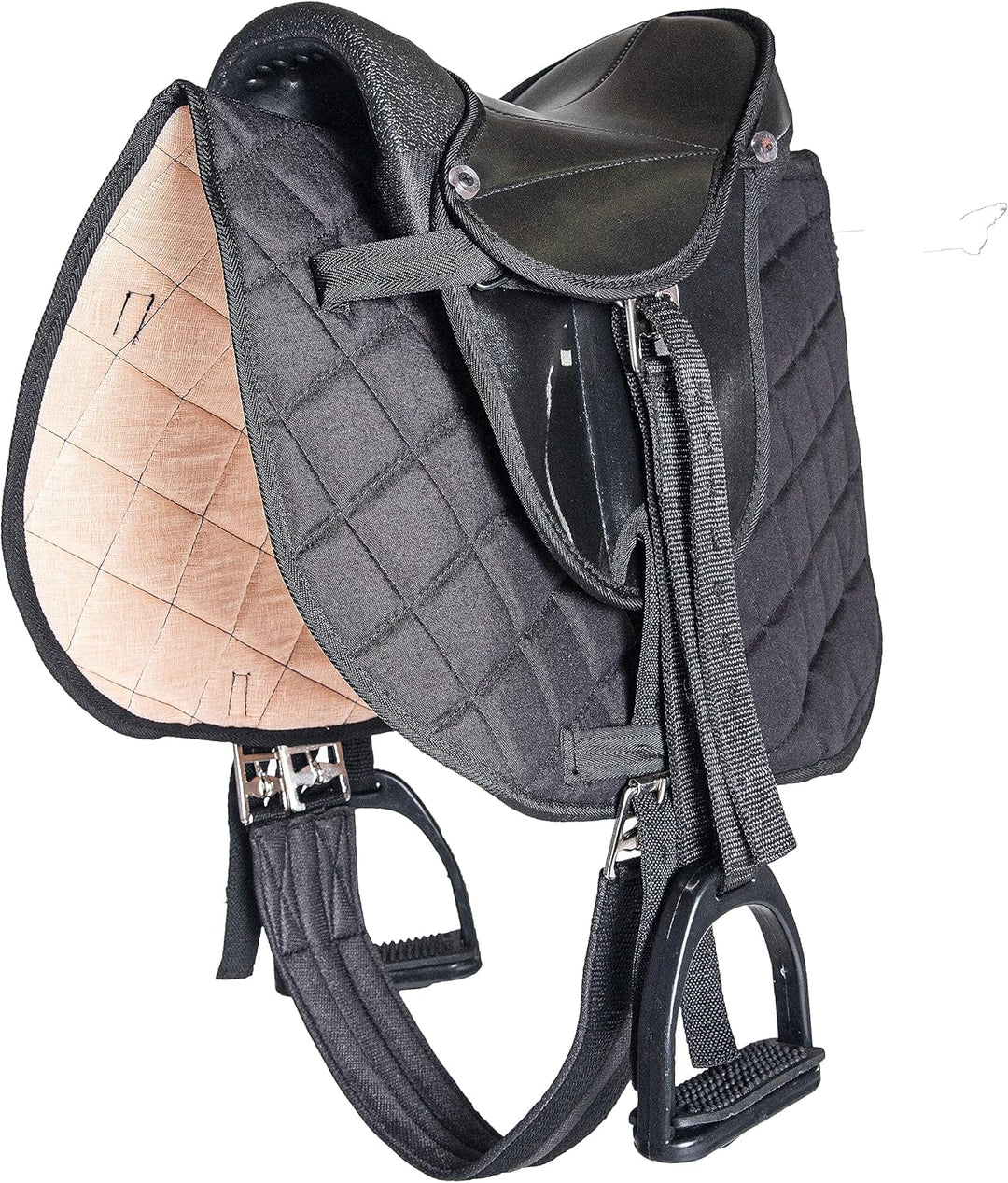 PFIFF 103106 Sattelset für Shettys oder Holzpferde, Komplettset, Kindersattel, Schwarz, Schwarz