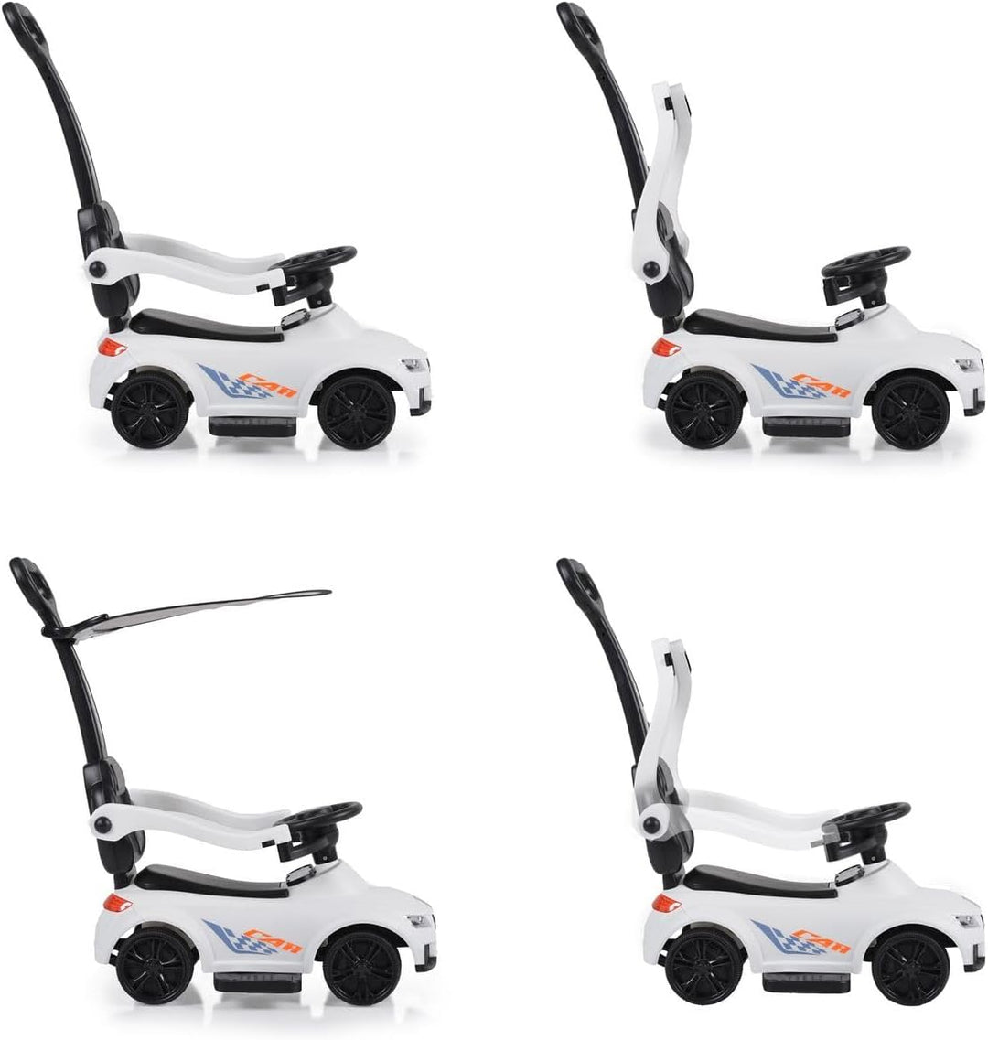 Moni Rutschauto, Victory 2 in 1 Rutscher mit Griff Lehne Fussstütze Musikfunktion weiss, Weiss