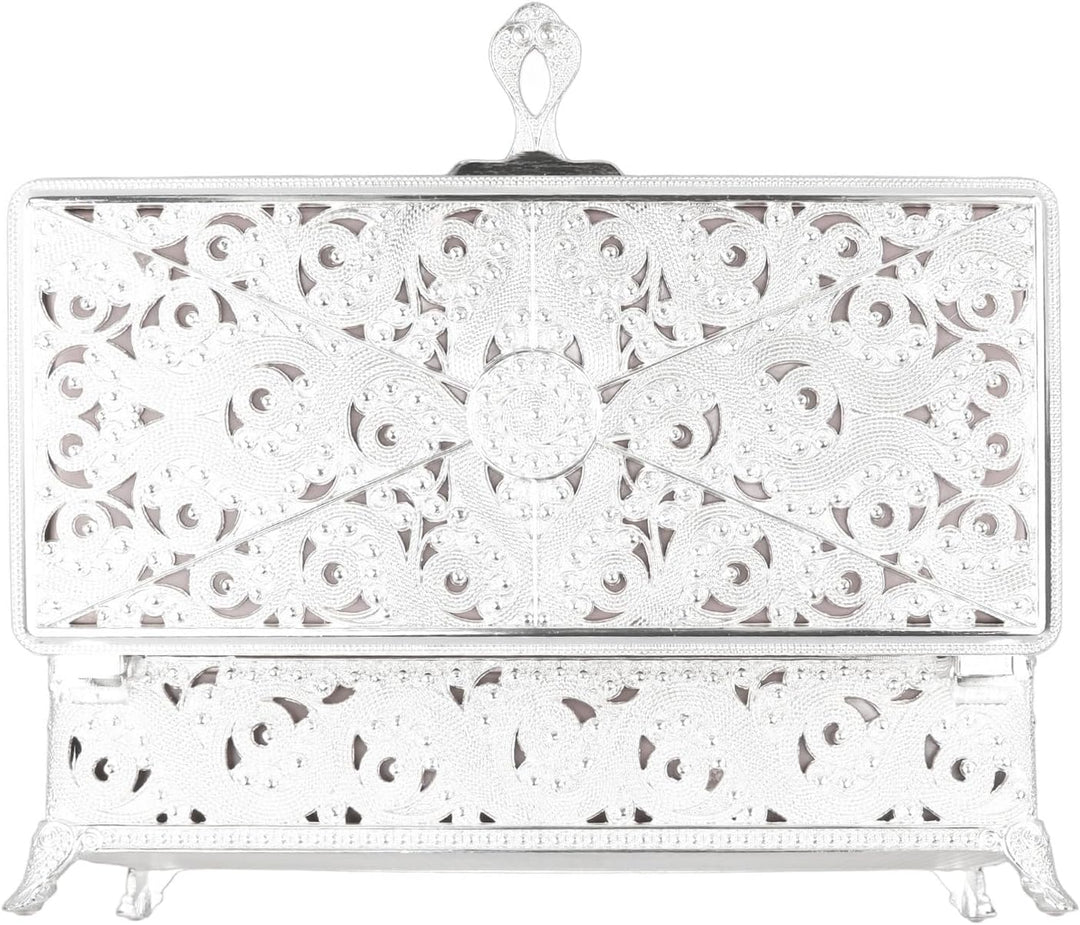 Ejoyous Vintage-Schmuckschatulle aus Metall, Legierungsmaterial, Weiches Samt-Interieur, Elegantes D