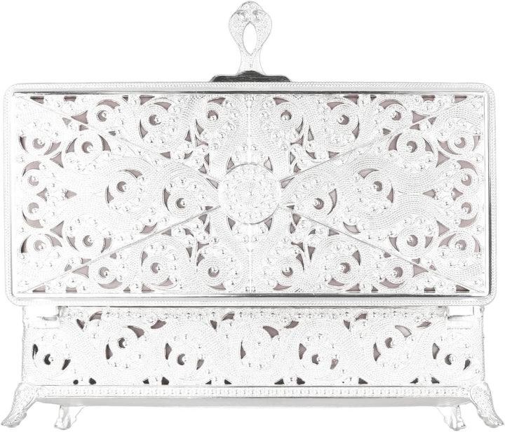 Ejoyous Vintage-Schmuckschatulle aus Metall, Legierungsmaterial, Weiches Samt-Interieur, Elegantes D