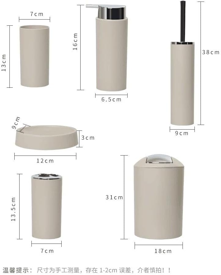zalati Badezimmer-Zubehör-Set, 6-teilig, Badzubehör, Lotionflasche, Zahnbürstenhalter, Zahnbecher, S