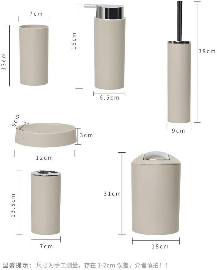 zalati Badezimmer-Zubehör-Set, 6-teilig, Badzubehör, Lotionflasche, Zahnbürstenhalter, Zahnbecher, S