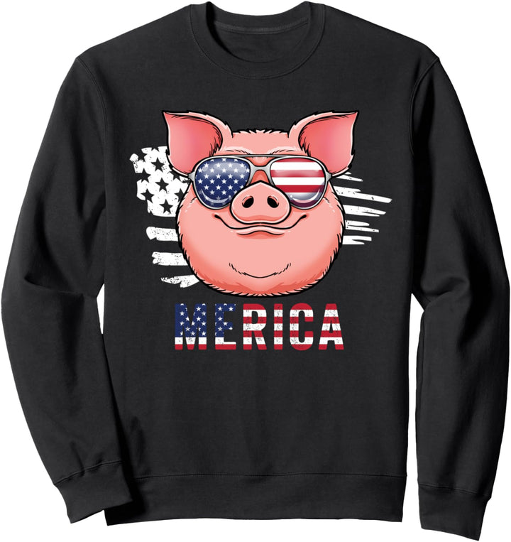 Schwein Merica Lustige 4. Juli Patriotische amerikanische Sc Sweatshirt