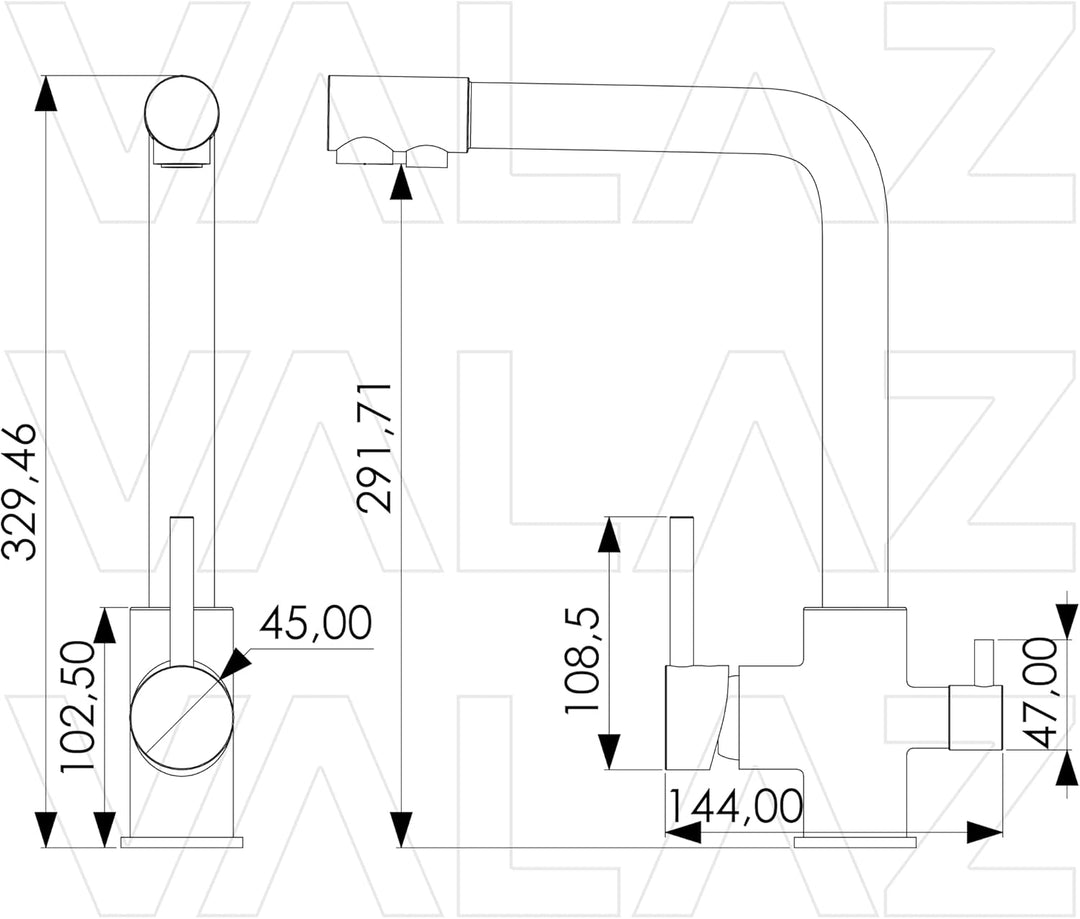 VALAZ 3 Wege Filter Osmose Wasserhahn Küche Schwarz Matt | Küchenarmaturen | Wasserhahn Sprudelwasse