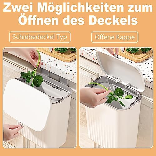 Komposteimer für Küche,Küchenabfalleimer,9L Mülleimer,Hängender Mülleimer Küche mit Deckel für Badez