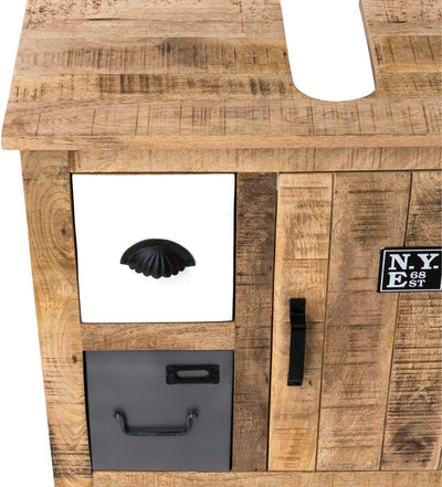 Woodkings® Waschbeckenunterschrank Pune Echtholz Mango Waschtischunterschrank massiv Badmöbel Badezi