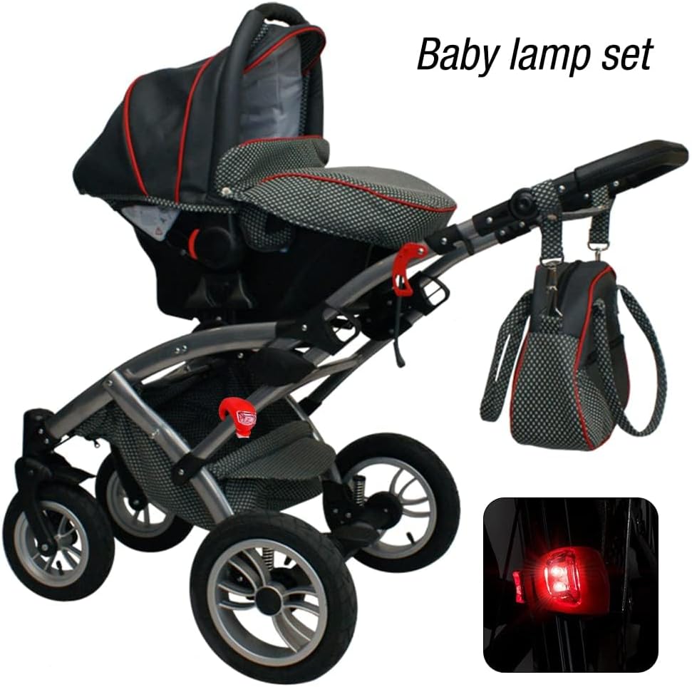 8 Stück Fahrradlicht LINISME Kinderwagen licht Silikon mit Batterie und 3 Leuchtfunktionen, Mehrzwec