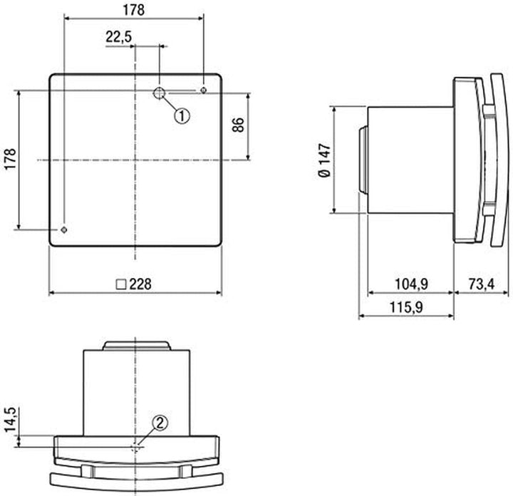 Maico Kleinraum Ventilator 230 V DN150, Standard ECA150 IPRO, 4342126