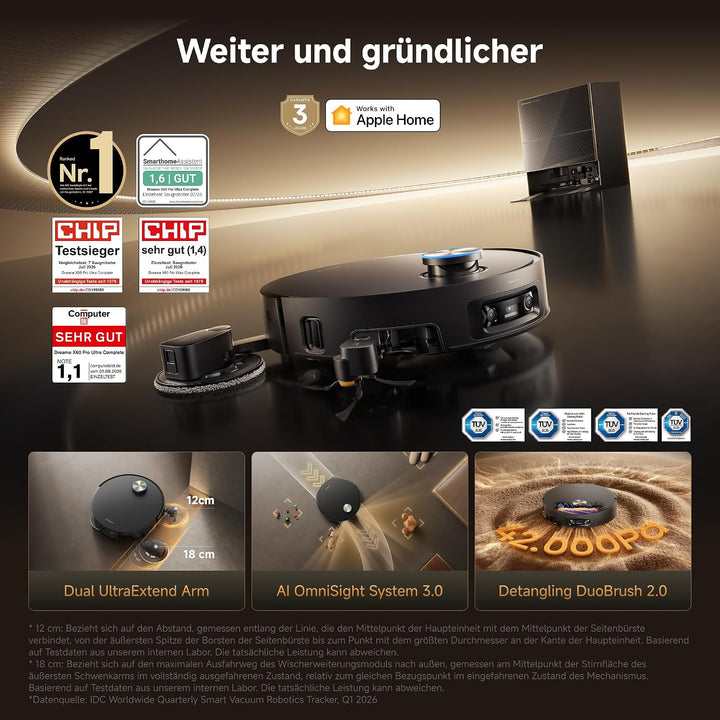 dreame X60 Pro Ultra Complete Saugroboter mit UltraExtend-Armen,42.000Pa X60 Pro Ultra Complete Schw