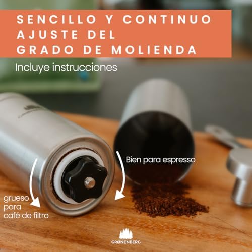 Groenenberg Spar Set 1 | French Press Thermo 320ml + Kaffeemühle manuell | Edelstahl Kaffeepresse Ka