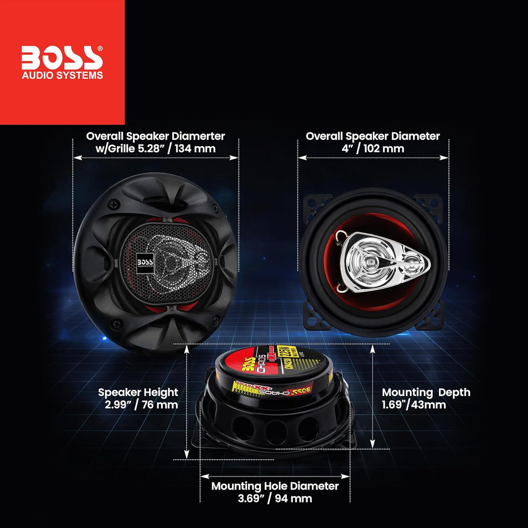 BOSS Audio CH4230 Chaos Extreme 4 Serie 3 Wege Lautsprecher 4 Rot, 4 Rot