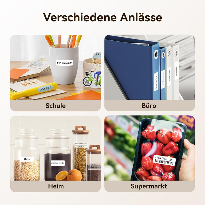 NIIMBOT Namensaufkleber Etikettendrucker, D110 Bluetooth Etikettiergerät, mit wasserdichte Etiketten