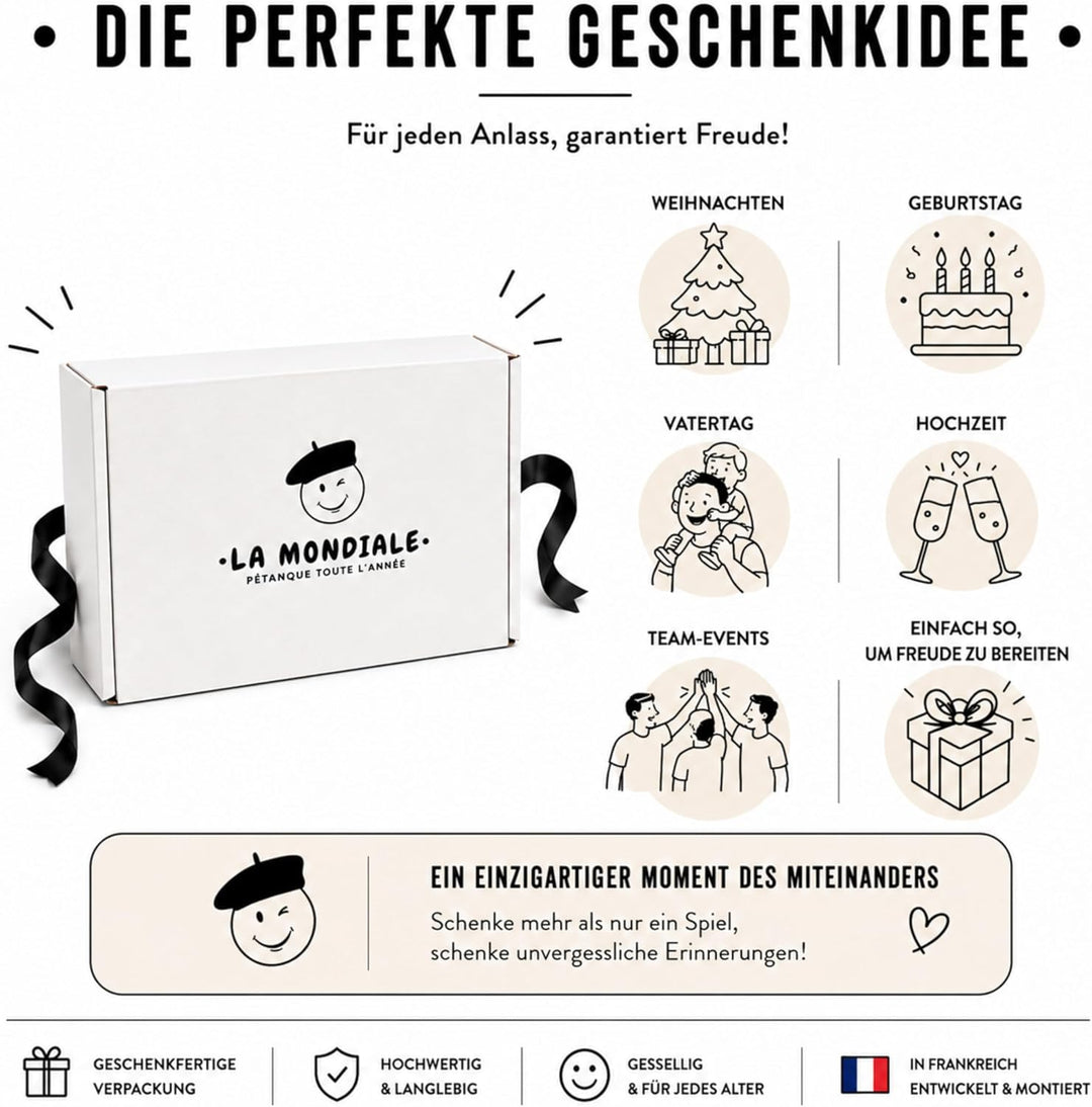 La Mondiale Boccia-Spiel für den Innenbereich – Set mit 6 Kugeln + Zielkugel – für Kinder & Erwachse