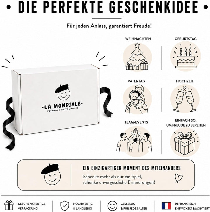 La Mondiale Boccia-Spiel für den Innenbereich – Set mit 6 Kugeln + Zielkugel – für Kinder & Erwachse