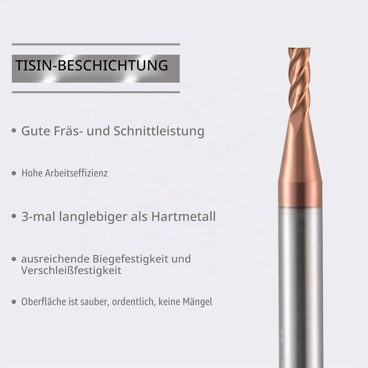 2mm CNC Fräser Schaftfräser Hartmetall 4 Schneiden, 5 Stücke TiSiN Coat Spiralfräser Bit VHM Bohrauf