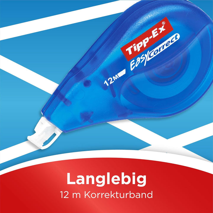 Tipp-Ex Korrekturroller Easy Correct zum seitlichen Korrigieren, 12m x 4.2mm, 10er Pack, Ideal für d