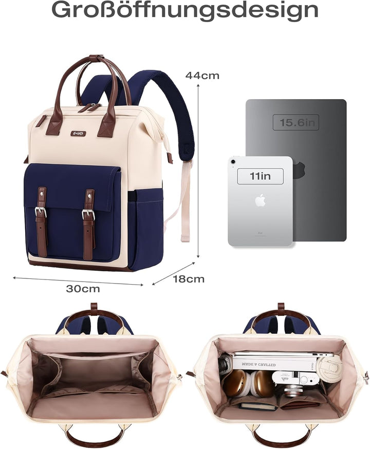 COOLIFE Rucksack Damen, 15.6 Zoll Laptop Rucksack, Leicht Tagesrucksack für Universitäten, Pendeln u