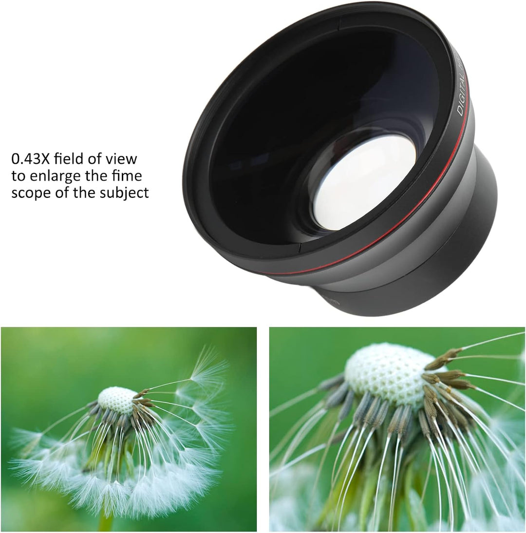 55 Mm 0,43 X Professionelles HD-Weitwinkel-Kameraobjektiv, Optisches Glasbeschichtungsobjektiv mit A