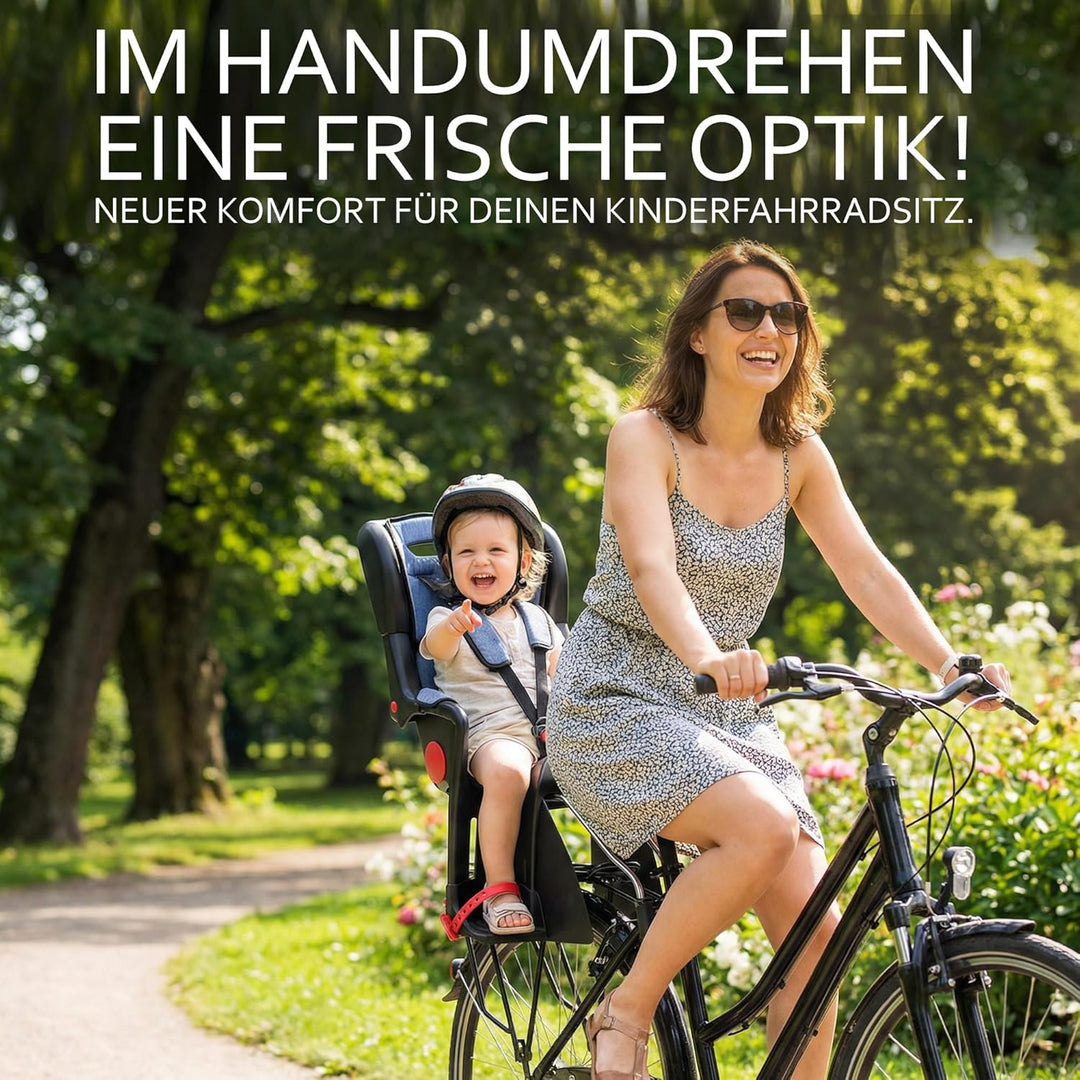 Ersatzbezug Sitzkissen Bezug [Auflage für Kinder Fahrradsitz] kompatibel mit Römer Jockey (blau meli