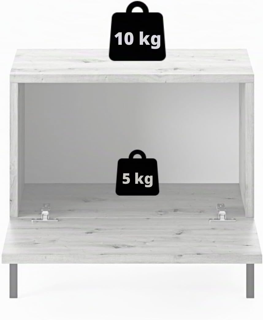 Selsey Lammelo - Nachttisch mit Lamellenfronten - Graubeige mit goldenen Beinen Graubeige 46 cm, Gra