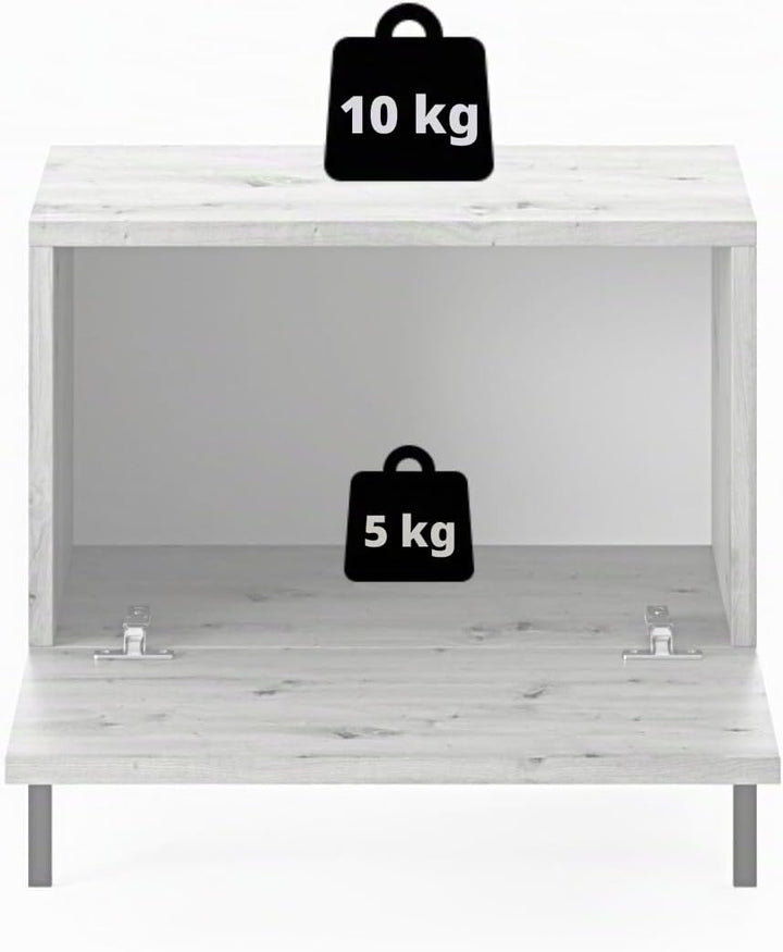 Selsey Lammelo - Nachttisch mit Lamellenfronten - Graubeige mit goldenen Beinen Graubeige 46 cm, Gra