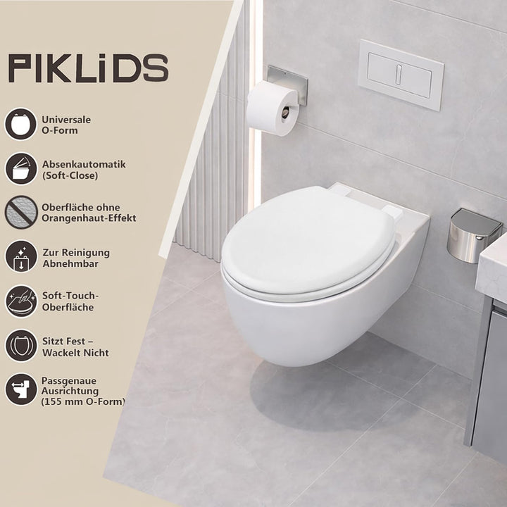 WC-Sitz Holzkern, Ｍatt – Soft-Touch & ultraglatt (ohne Orangenhaut), Absenkautomatik & Schnellversch