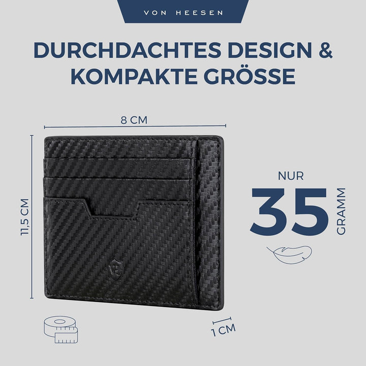 VON HEESEN® Kartenetui mit RFID Schutz - 9 Fächer - Querformat Kreditkartenetui für Damen & Herren (