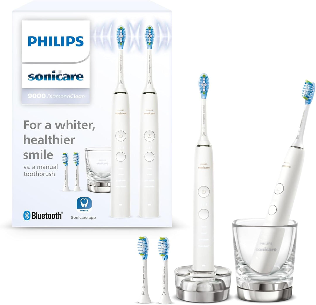Philips Sonicare DiamondClean 9000 Elektrische Zahnbürste Doppelpack - 2 Schallzahnbürsten, 1x Ladeg