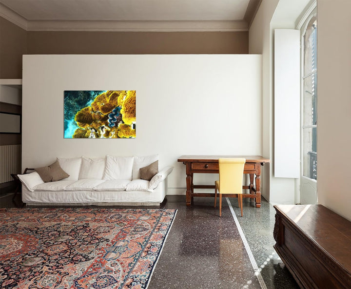 Paul Sinus Art 120x80cm - WANDBILD Korallen Riff Unterwasser Ozean - Leinwandbild auf Keilrahmen mod